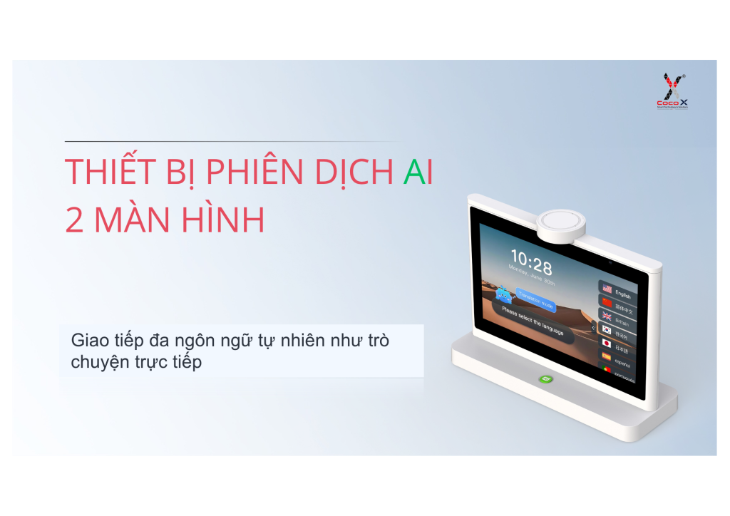 Thiết bị phiên dịch AI 2 màn hình với hơn 35 ngôn ngữ T10MAX